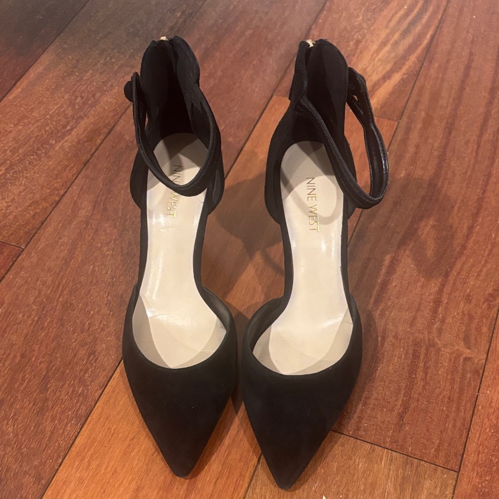 Nine West Wedge Black Suede Heels
